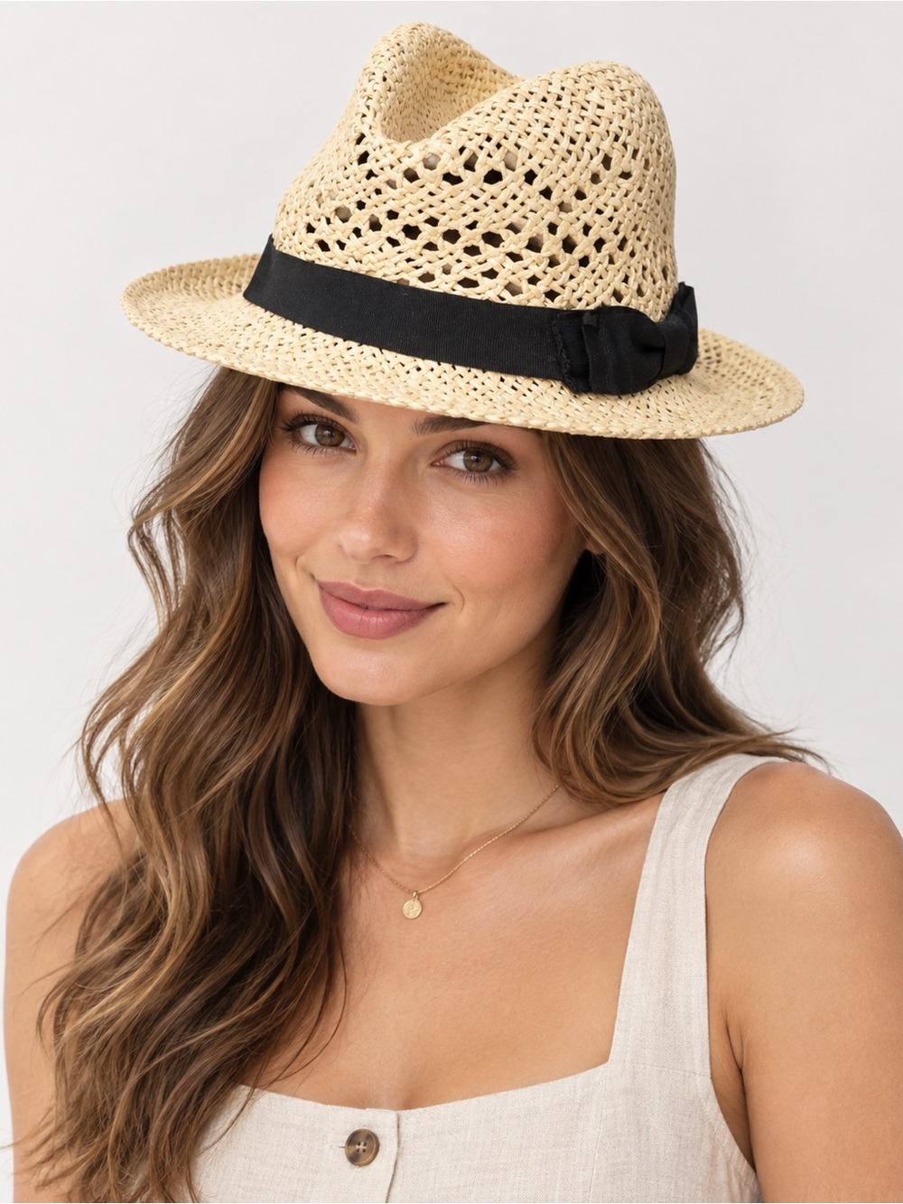 Woven fedora beach hat